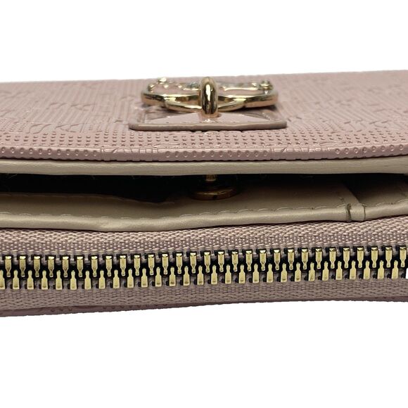 Juicy Couture Pink Zip Around Wallet Heart Charm Small Patent Logo Embossed Y2K - Picture 13 of 15